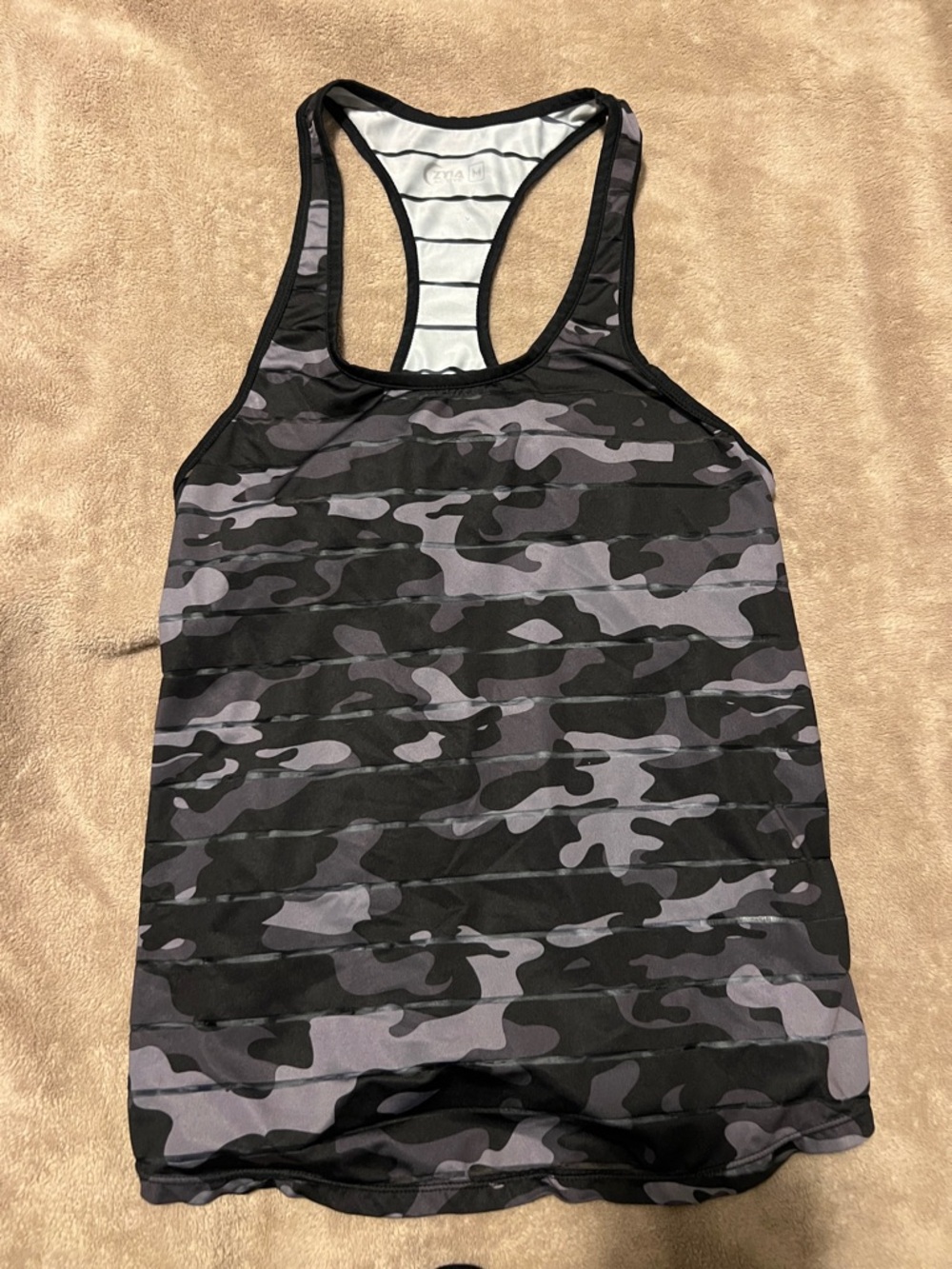 Women’s Racerback Camo Tank Top - Black & Gray